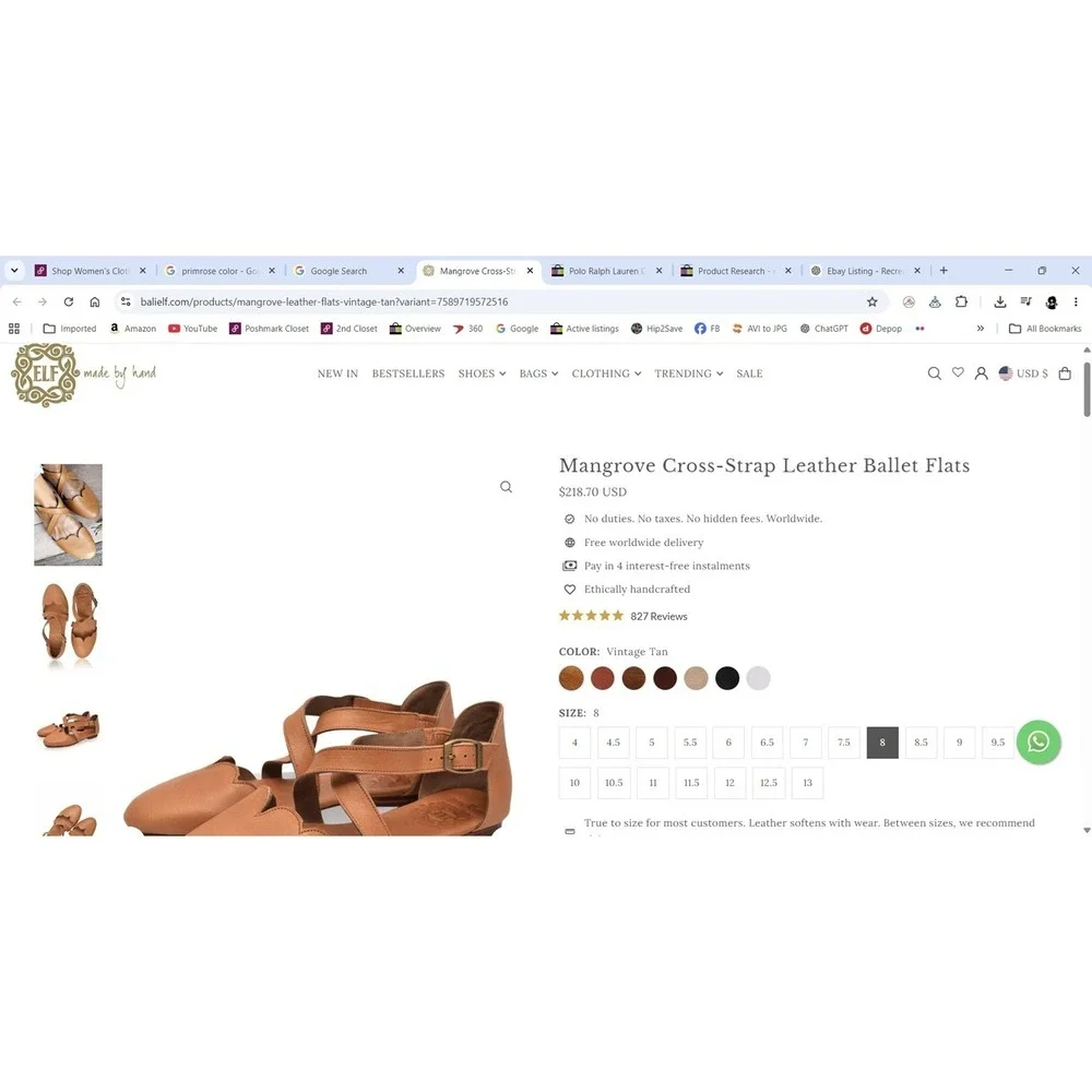 NWT Bali ELF Mangrove Handmade Leather Shoes Crisscross Strappy Mary Jane US 8 - Picture 10 of 10